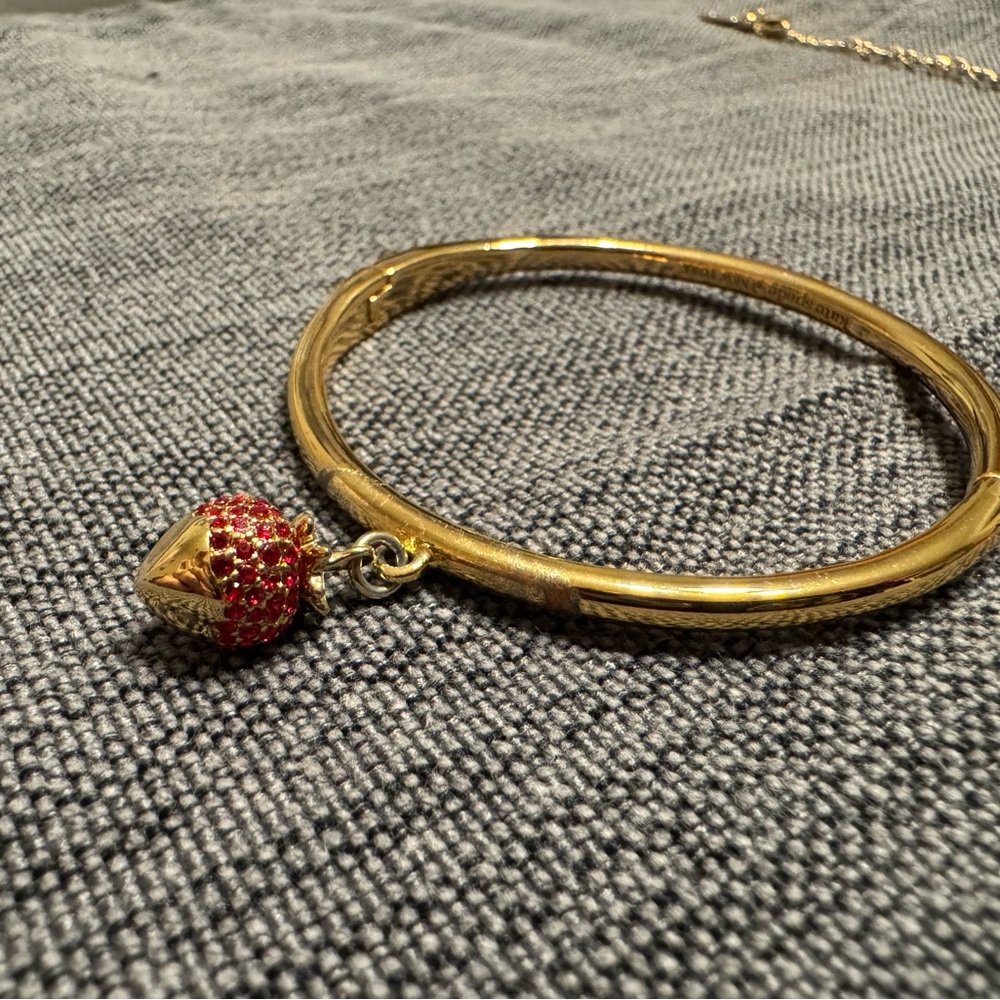 Kate Spade strawberry dipped gold bangle bracelet